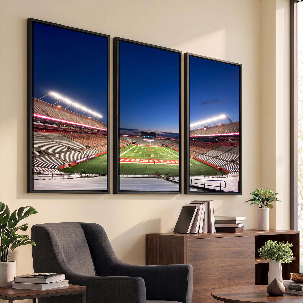 15051-MGV-CV-36X24 - Rutgers Scarlet Knights Football Team Print, Piscataway SHI Stadium