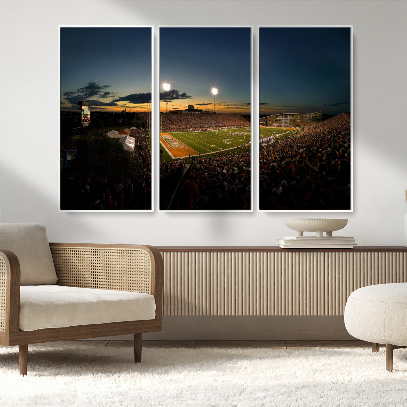 MGV-FC-48X32-3P - Ball State Cardinals Football Team Print - Muncie Scheumann Stadium Wall Art Canvas Print