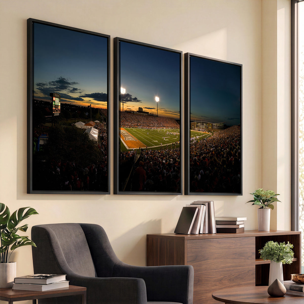 15980-PAN-FL-20X10 - Ball State Cardinals Football Team Print - Muncie Scheumann Stadium Wall Art Canvas Print
