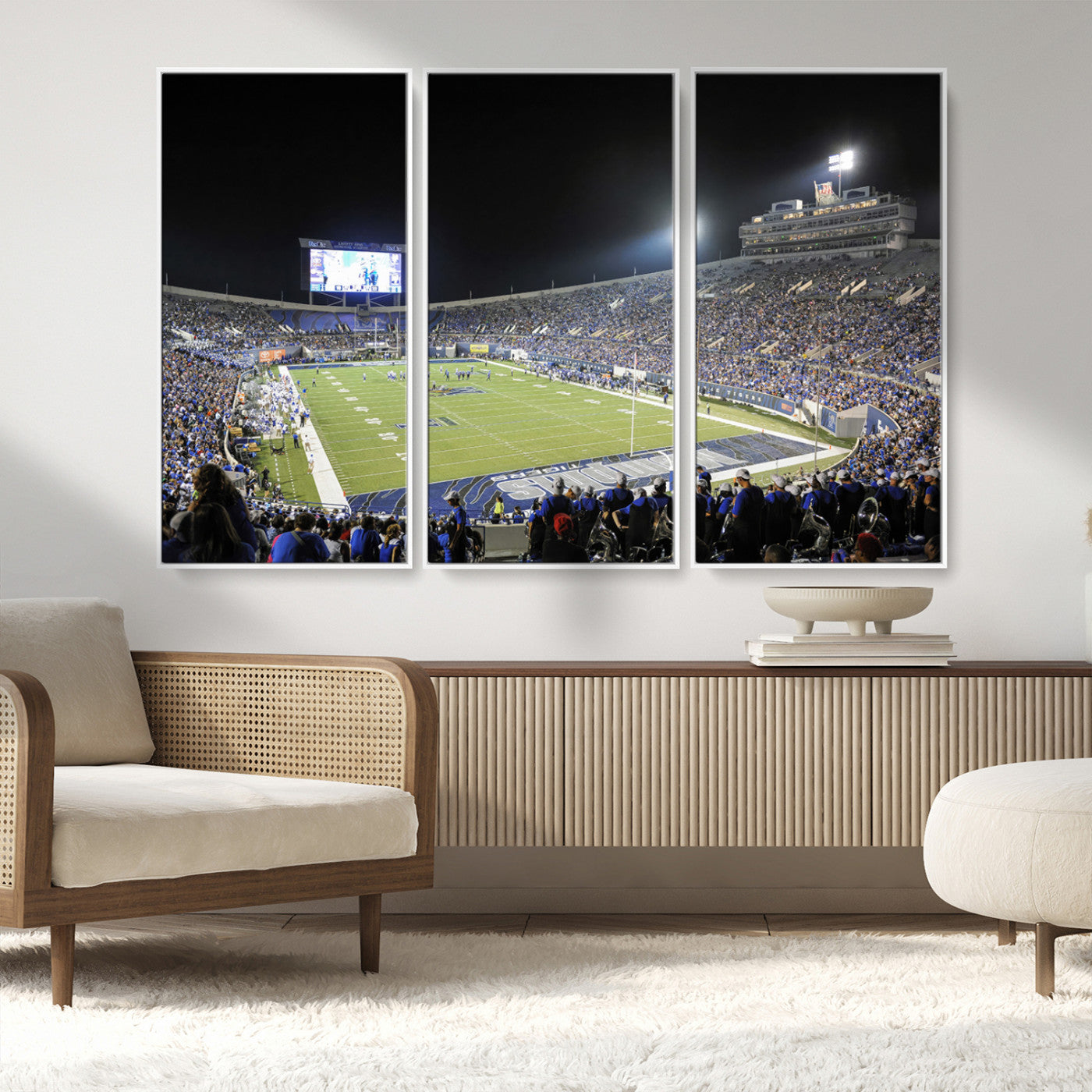 MGV-FC-48X32-3P - University of Memphis Tigers Football Team Print - Memphis Simmons Bank Liberty Stadium Wall Art