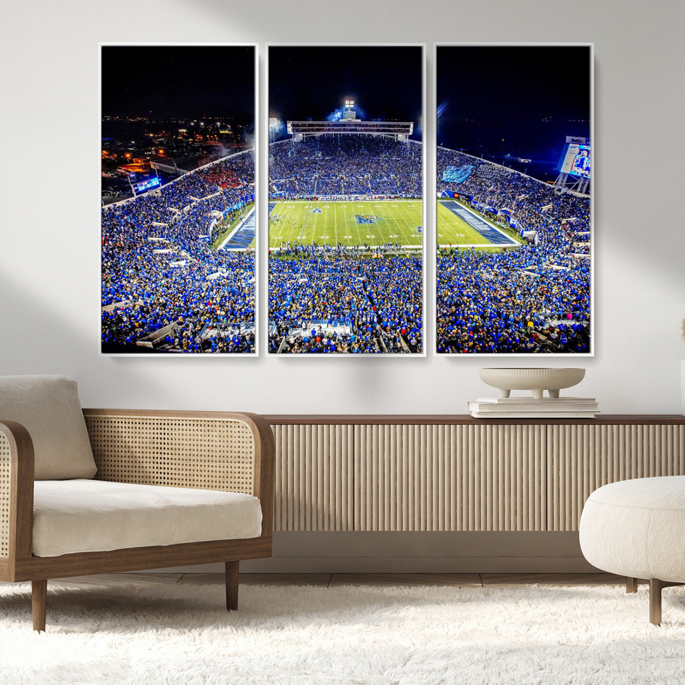 MGV-FC-48X32-3P - University of Memphis Tigers Football Team Print - Memphis Simmons Bank Liberty Stadium Wall Art