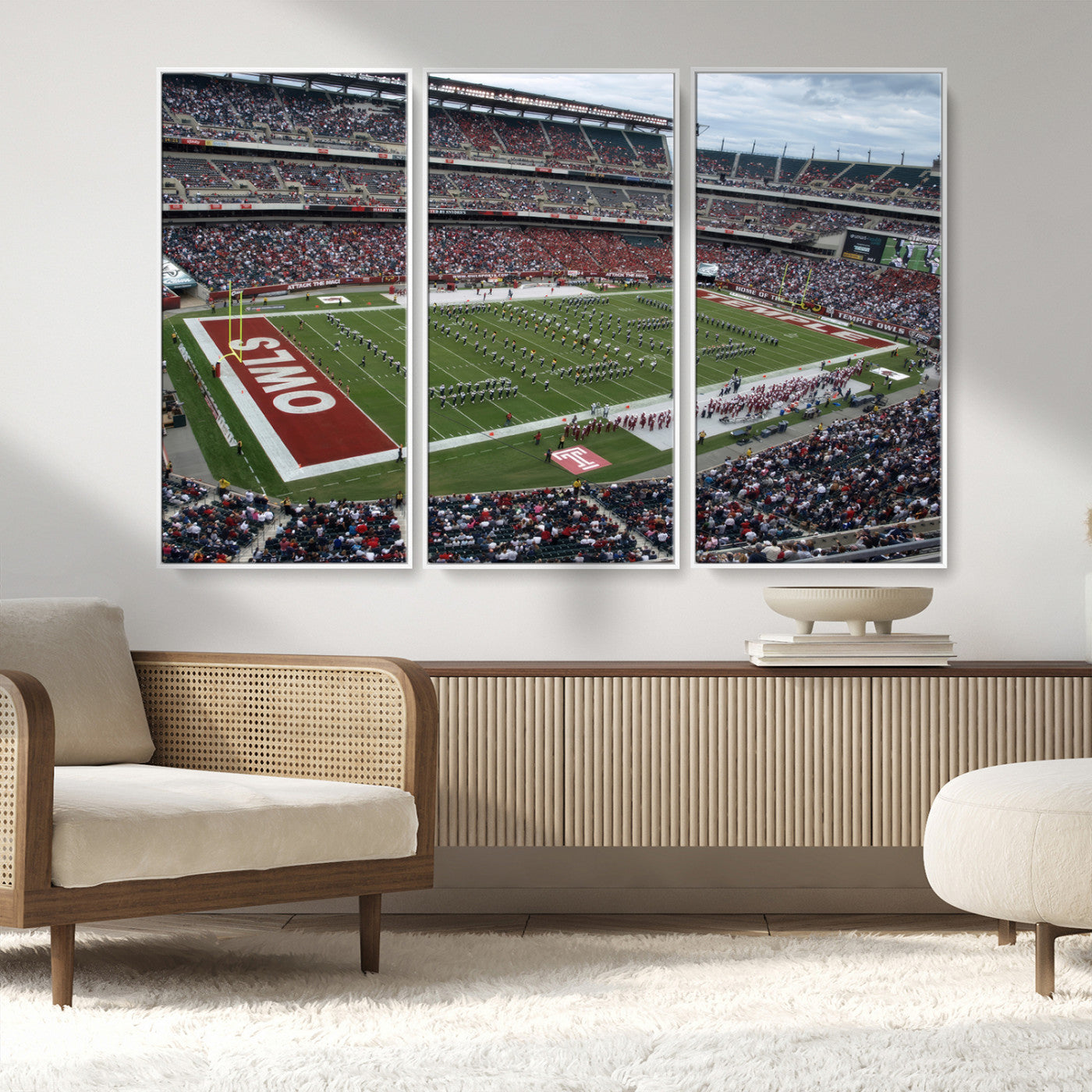 MGV-FC-48X32-3P - The Temple University Owls Athletics Team Print - Philadelphia Lincoln Financial Field Stadium Wall