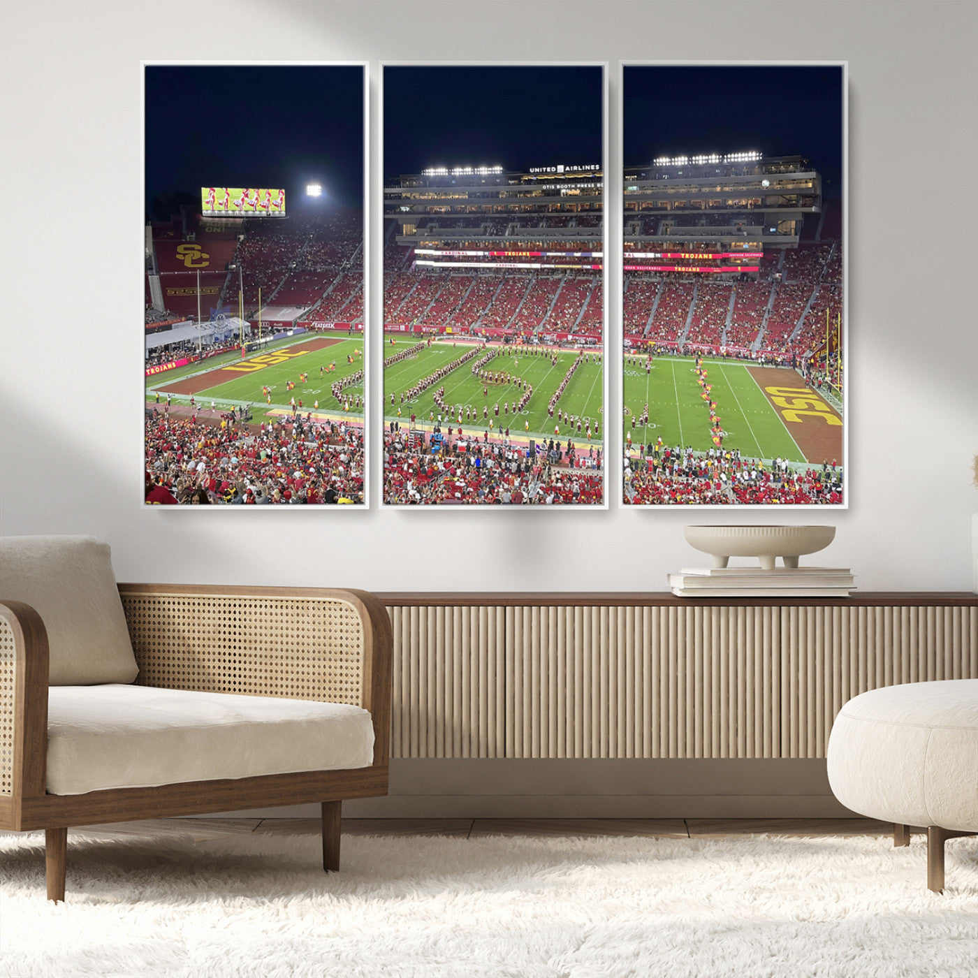 MGV-FC-48X32-3P - The University of Southern California USC Trojans Football Team Print - Los Angeles Memorial