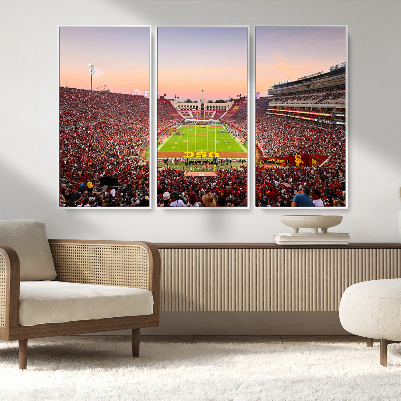 MGV-FC-48X32-3P - The University of Southern California USC Trojans Football Team Print - Los Angeles Memorial