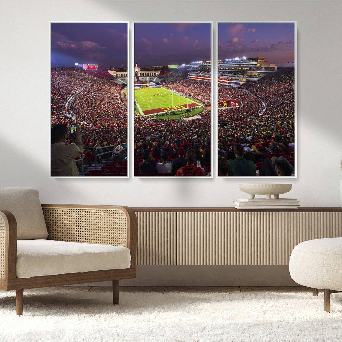 MGV-FC-48X32-3P - The University of Southern California USC Trojans Football Team Print - Los Angeles Memorial