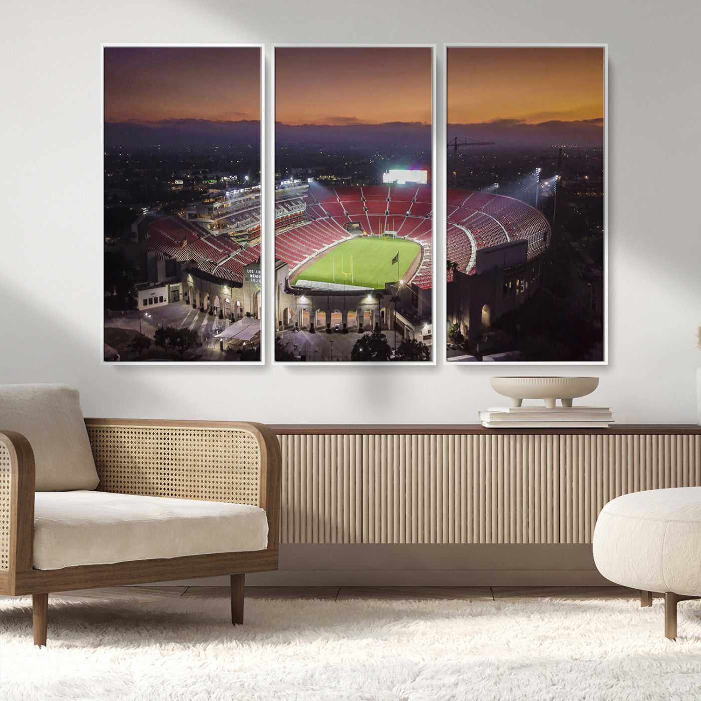 MGV-FC-48X32-3P - The University of Southern California USC Trojans Football Team Print - Los Angeles Memorial