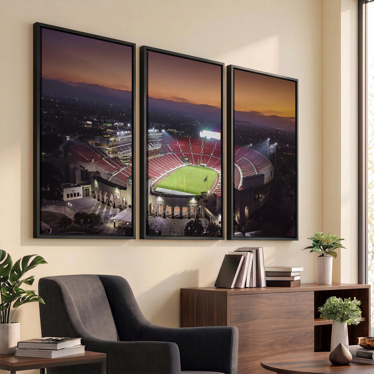 50666-MGV-CV-36X24 - The University of Southern California USC Trojans Football Team Print, Los Angeles Memorial Coliseum