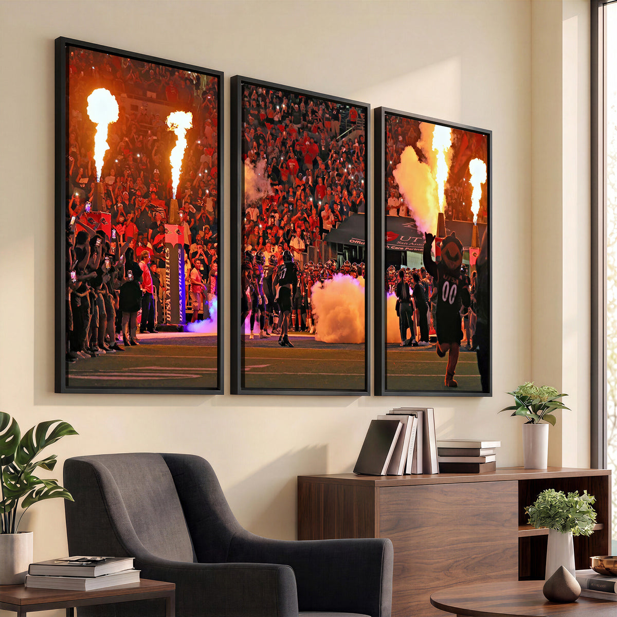 98664-MGV-CV-36X24 - The University of Texas at San Antonio Roadrunners Football Team Print, Extra Large Game Room Wall Decor