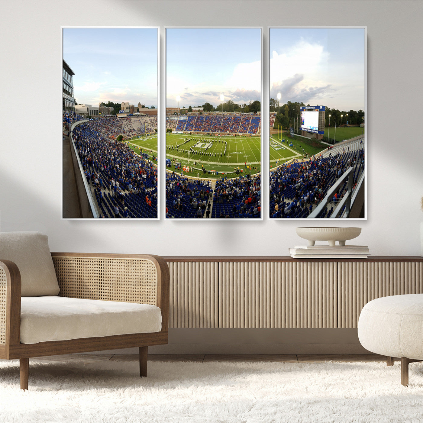 MGV-FC-48X32-3P - The Duke University Blue Devils Football Team Print - Durham Wallace Wade Stadium Wall Art Canvas