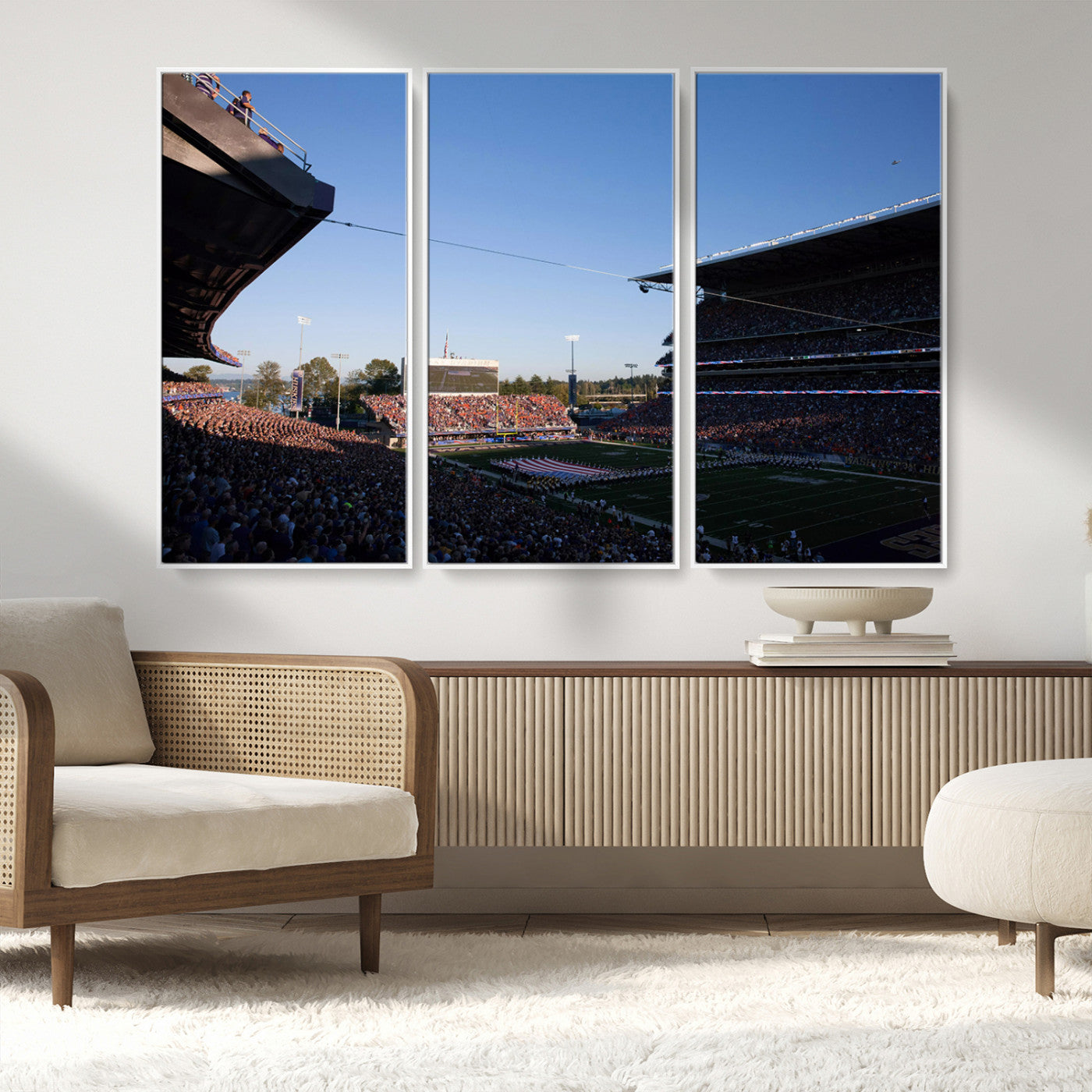 MGV-FC-48X32-3P - The University of Washington Huskies Football Team Print - Seattle Husky Stadium Wall Art Canvas