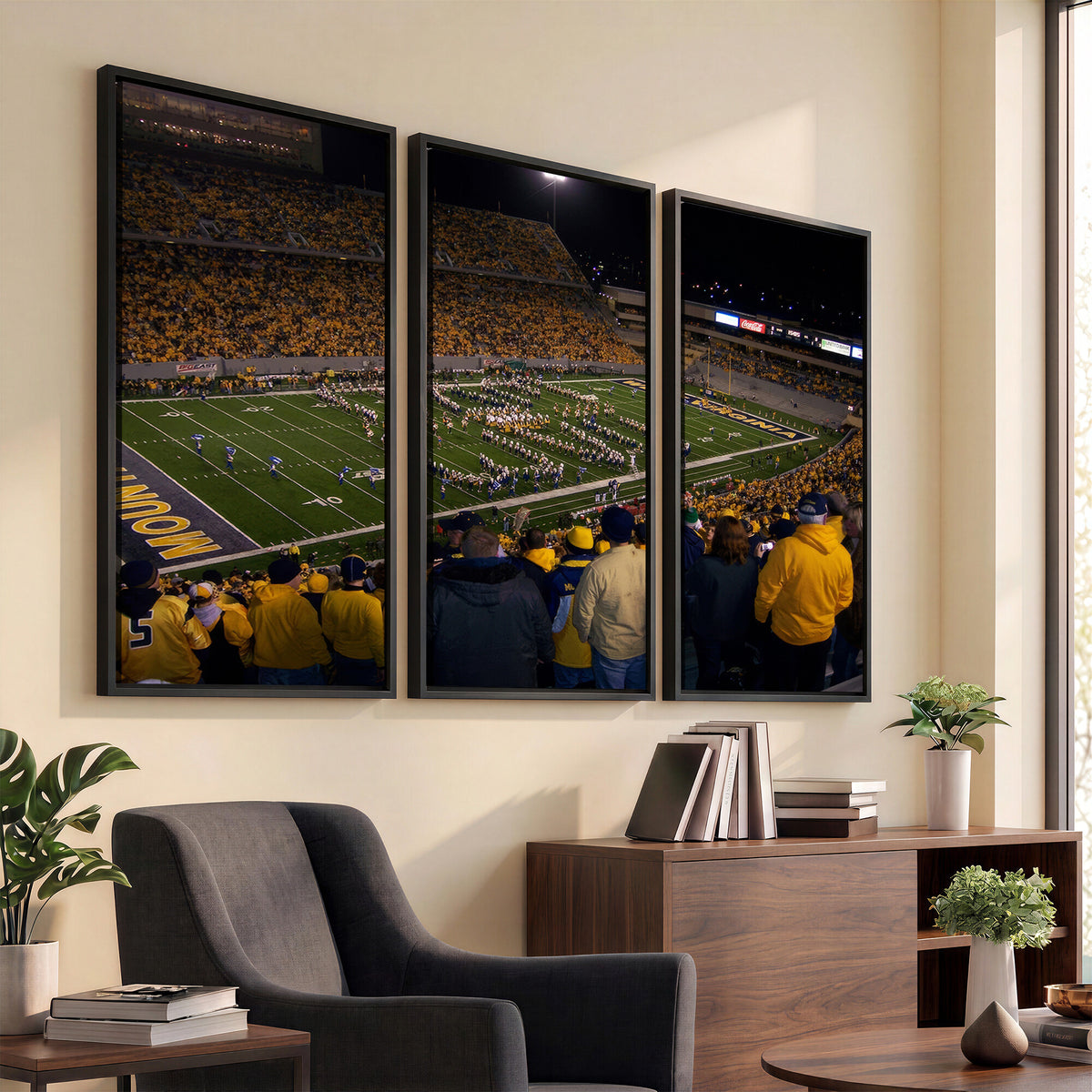 58154-MGV-CV-36X24 - West Virginia University Mountaineers Football Team Print, Milan Puskar Stadium, Morgantown