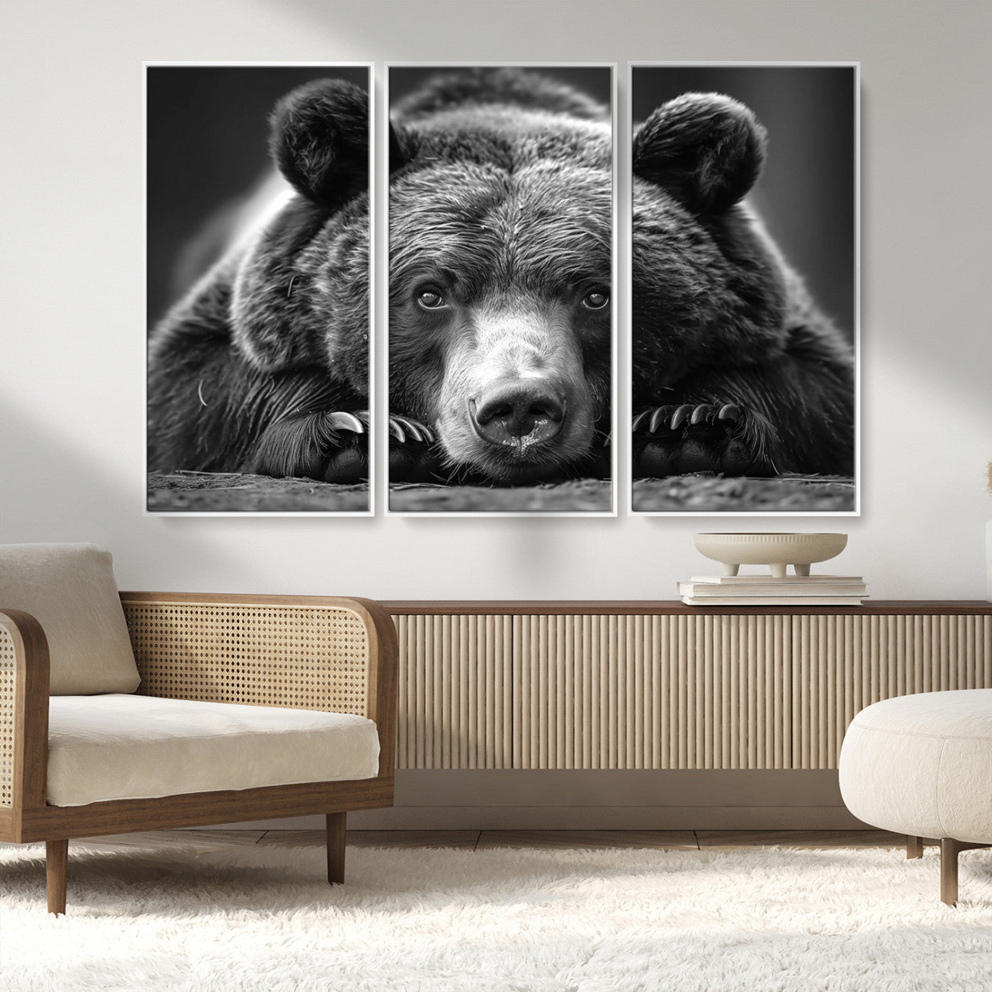 MGV-FC-48X32-3P - Resting Grizzly 399 Bear Canvas Print | Ready to Hang Wall Art | Rustic Cabin & Farmhouse Decor |