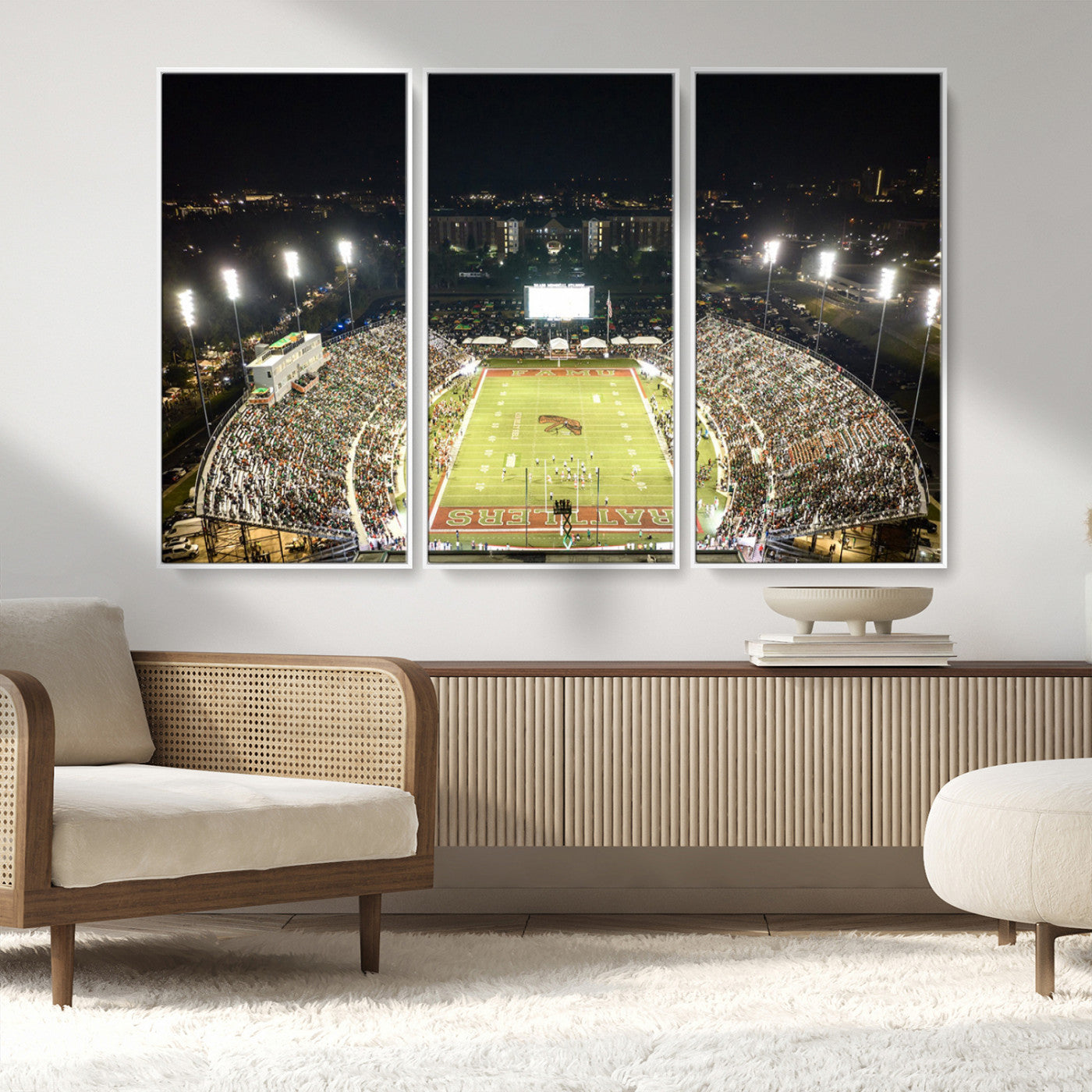 MGV-FC-48X32-3P - Florida A&M Rattlers Football Team Print - Tallahassee Bragg Memorial Stadium Wall Art Canvas Print