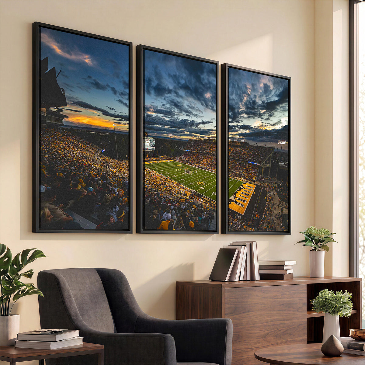 61020-MGV-CV-36X24 - University of Wyoming Cowboys Football Team Print, Laramie, Framed and Ready to Hang