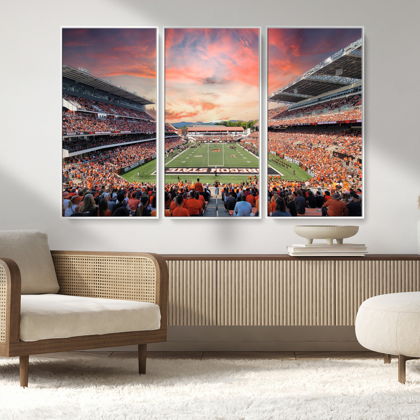 MGV-FC-48X32-3P - Oregon State Beavers Football Team Print - Corvallis Reser Stadium Wall Art Canvas Print