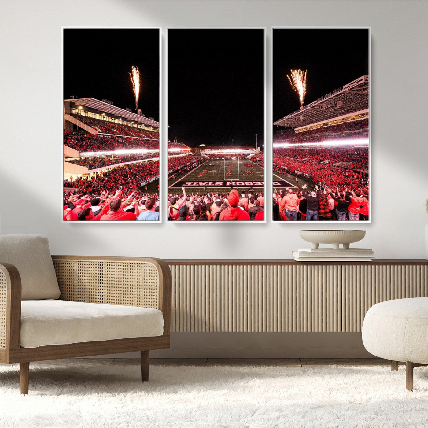 MGV-FC-48X32-3P - Oregon State Beavers Football Team Print - Corvallis Reser Stadium Wall Art Canvas Print
