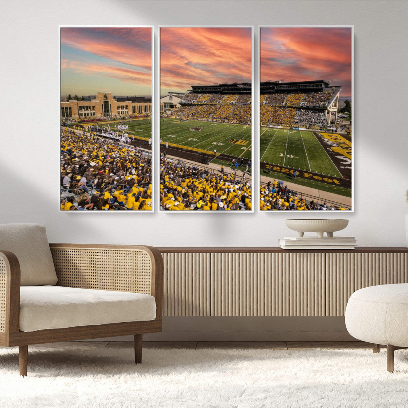 MGV-FC-48X32-3P - University of Wyoming Cowboys Football Team Print - Laramie Jonah Field War Memorial Stadium Wall