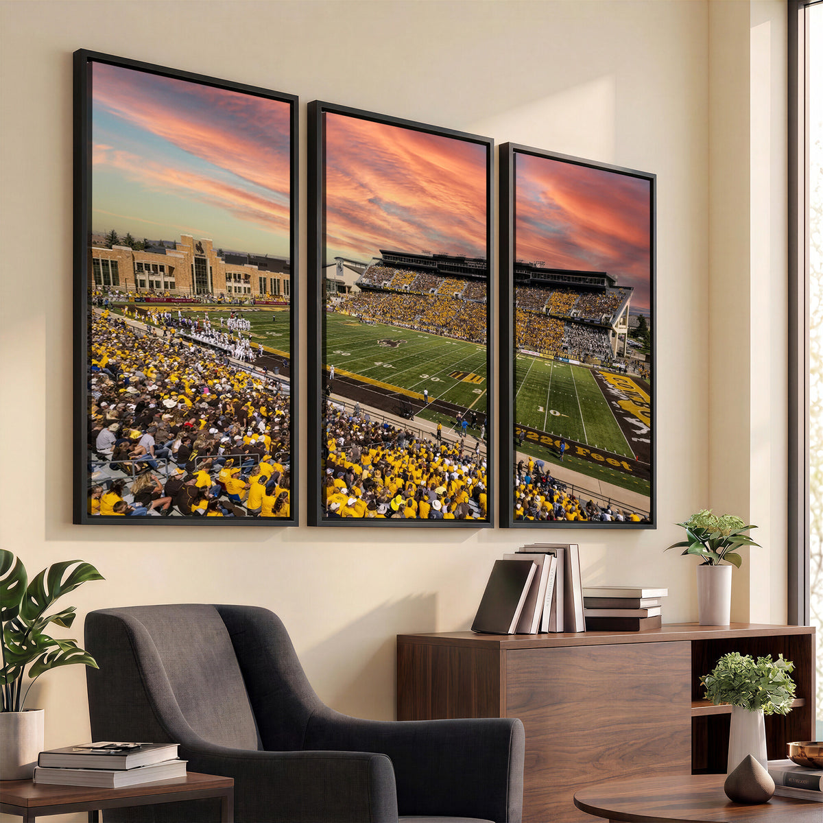 90508-MGV-CV-36X24 - University of Wyoming Cowboys Football Team Print, Laramie, Extra Large Game Room Wall Decor