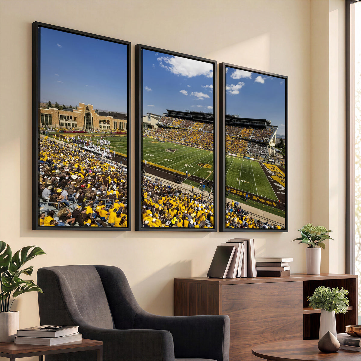 75112-MGV-CV-36X24 - University of Wyoming Cowboys Football Team Print, Laramie, Home Bar Wall Decor