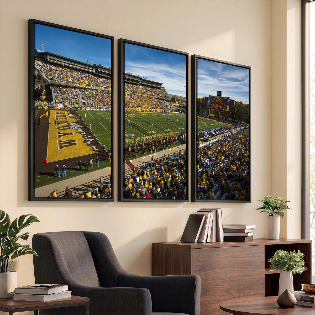 89846-MGV-CV-36X24 - University of Wyoming Cowboys Football Team Print, Laramie, Man Cave Wall Decor