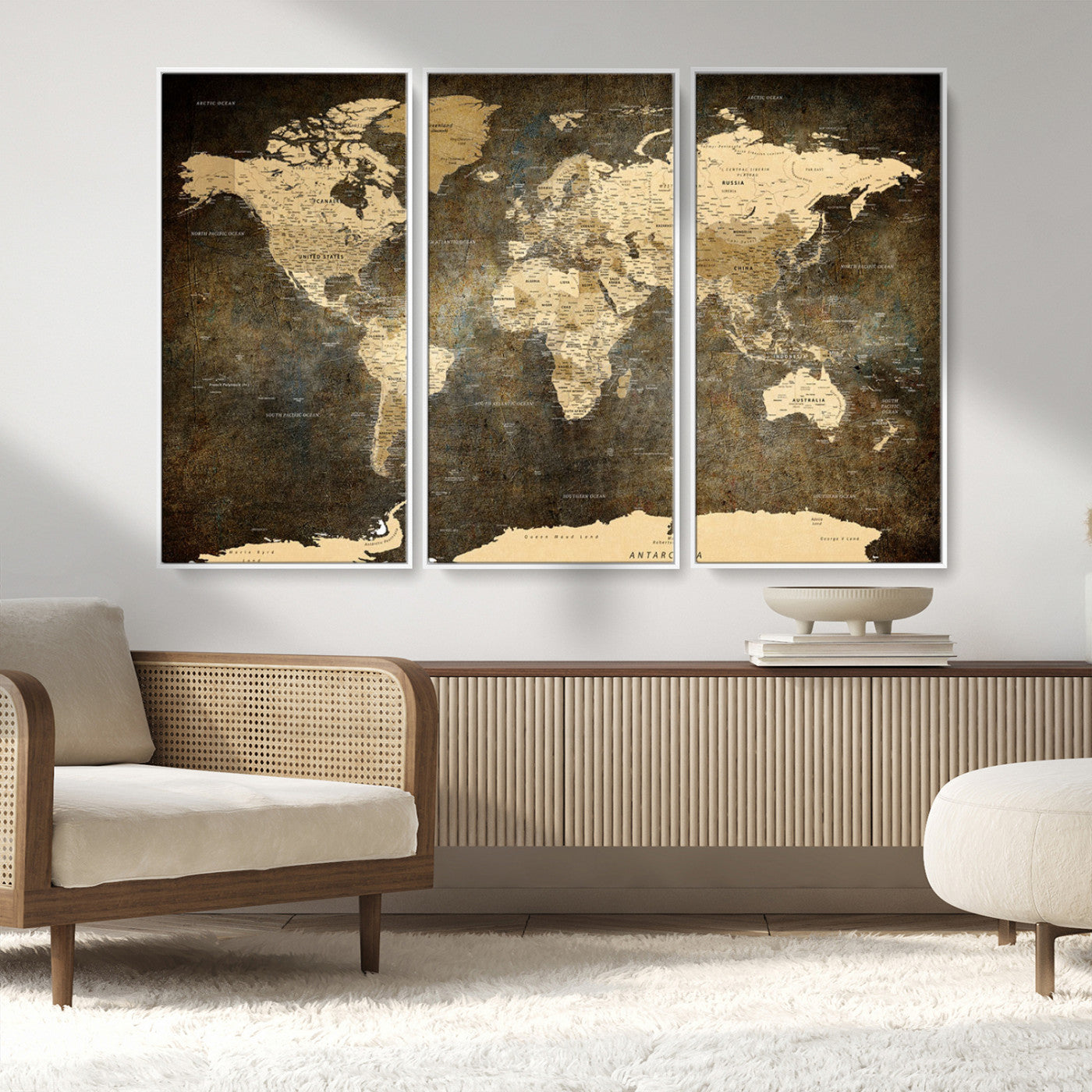 MGV-FC-48X32-3P - Push Pin World Map Canvas Print – Framed Wall Art for Couples to Track Their Travels – Anniversary