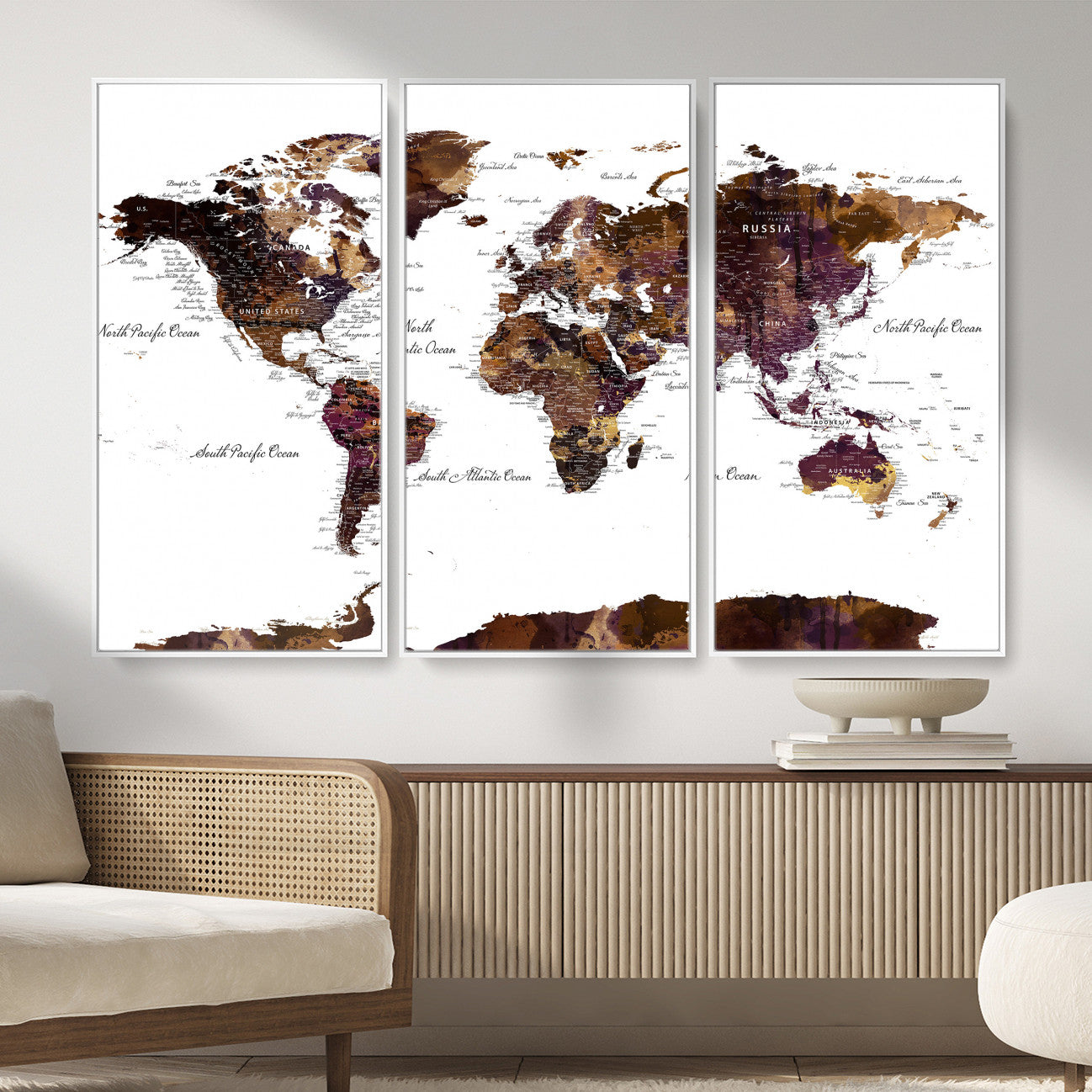 50611-MGV-CV-36X24 - Push Pin World Map Canvas Print – Framed Wall Art for Couples to Track Their Travels – Anniversary