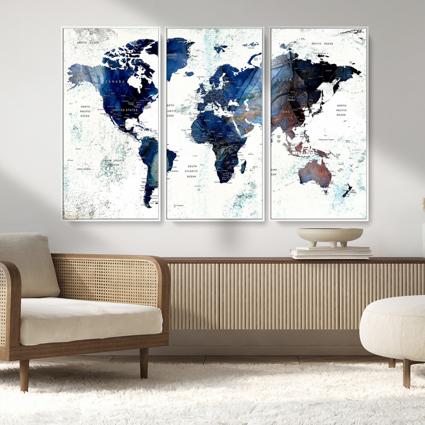 MGV-FC-48X32-3P - Push Pin World Map Canvas Print – Framed Wall Art for Couples to Track Their Travels – Anniversary