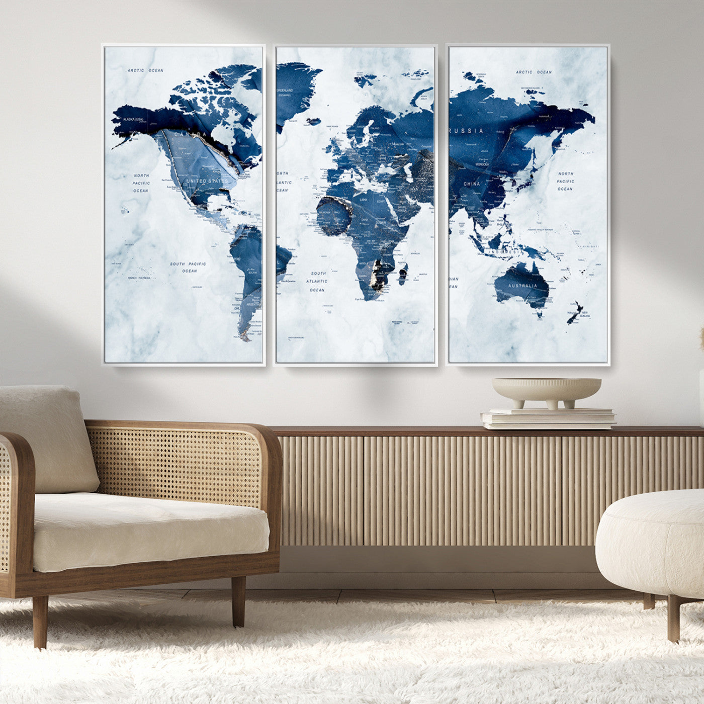 MGV-FC-48X32-3P - World Map Canvas Print – Framed Wall Art Home Adventure Decor