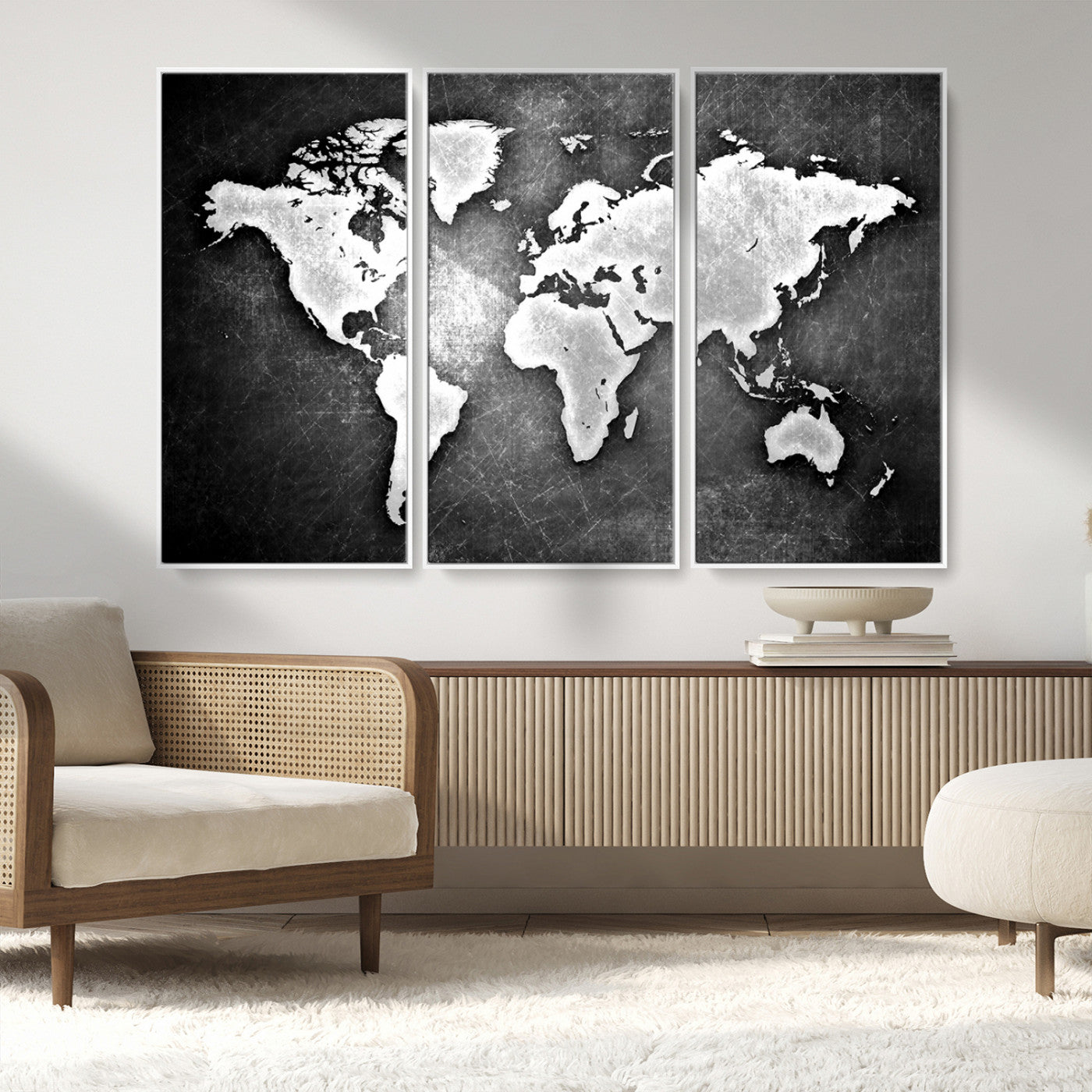 MGV-FC-48X32-3P - World Map Wall Art Canvas Print – Framed Wall Art for Anniversary Gift or Home Adventure Decor