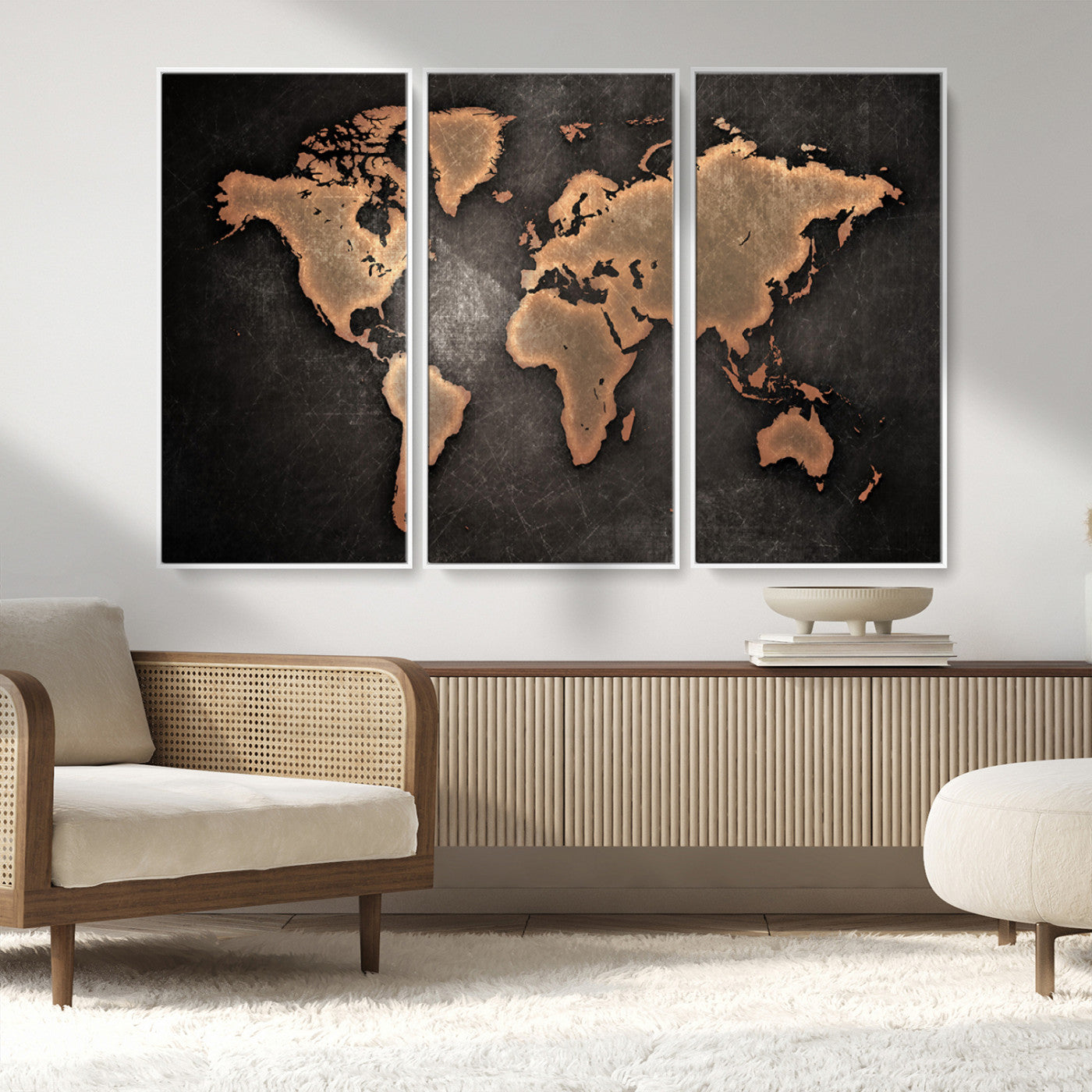 MGV-FC-48X32-3P - Push Pin World Map Canvas Print – Framed Wall Art for Couples to Track Their Travels – Anniversary