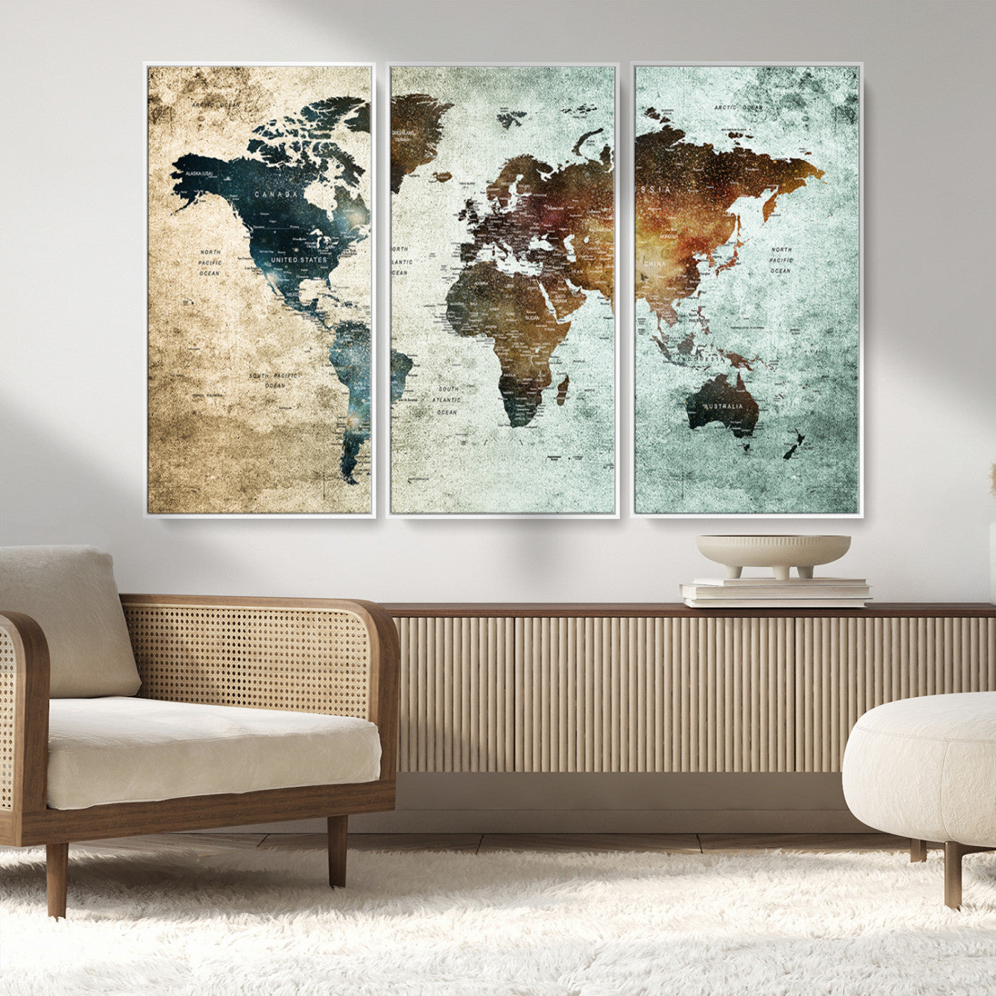 MGV-FC-48X32-3P - Push Pin World Map Canvas Print – Framed Wall Art for Couples to Track Their Travels – Anniversary