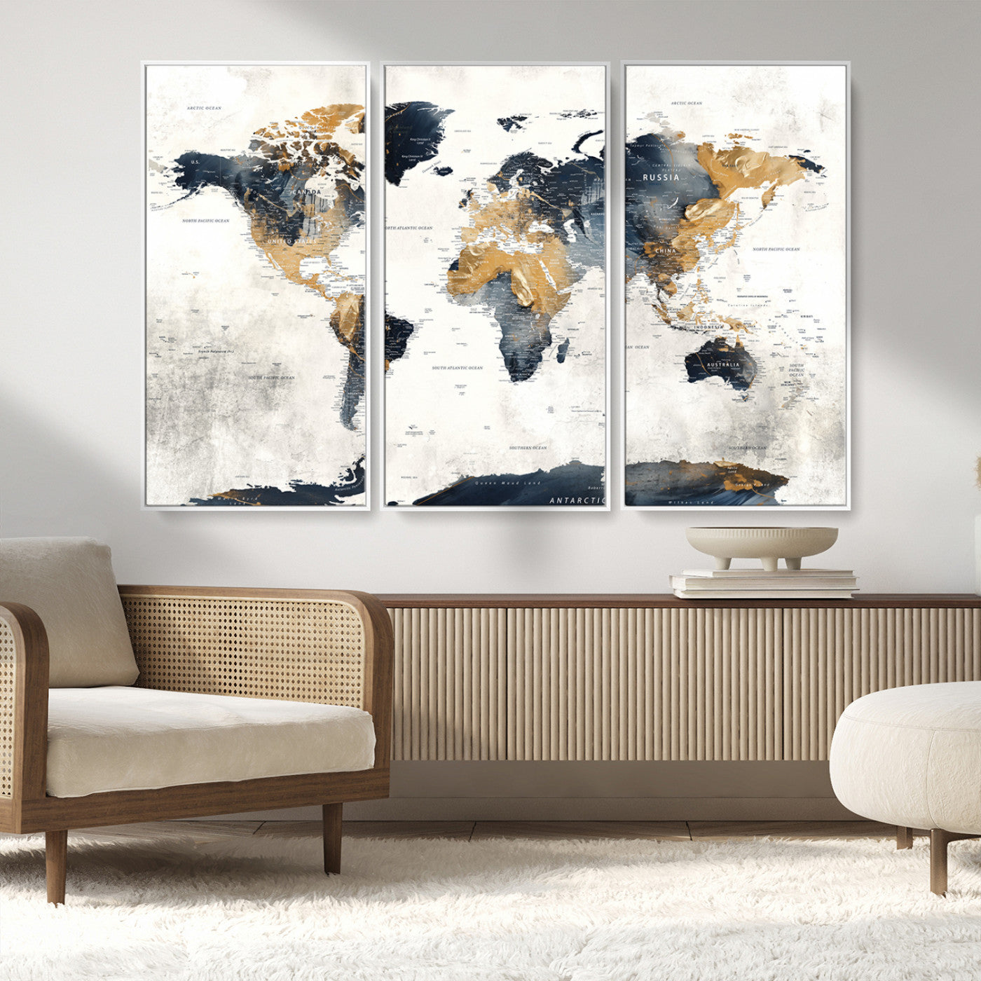 MGV-FC-48X32-3P - Push Pin World Map Canvas Print – Framed Wall Art for Couples to Track Their Travels – Anniversary