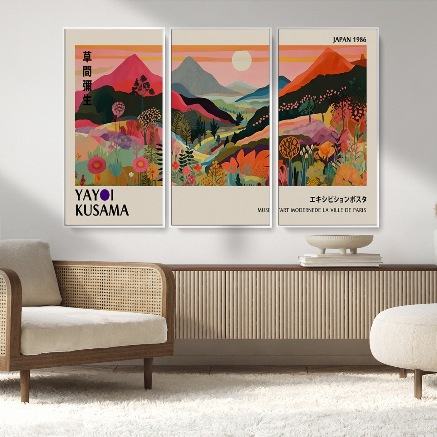MGV-FC-48X32-3P - Yayoi Ba Bam 1986 Wall Art Print - Comes Away to Kiss Sabi Sabi Japanese Wall Art Print - Vibrant