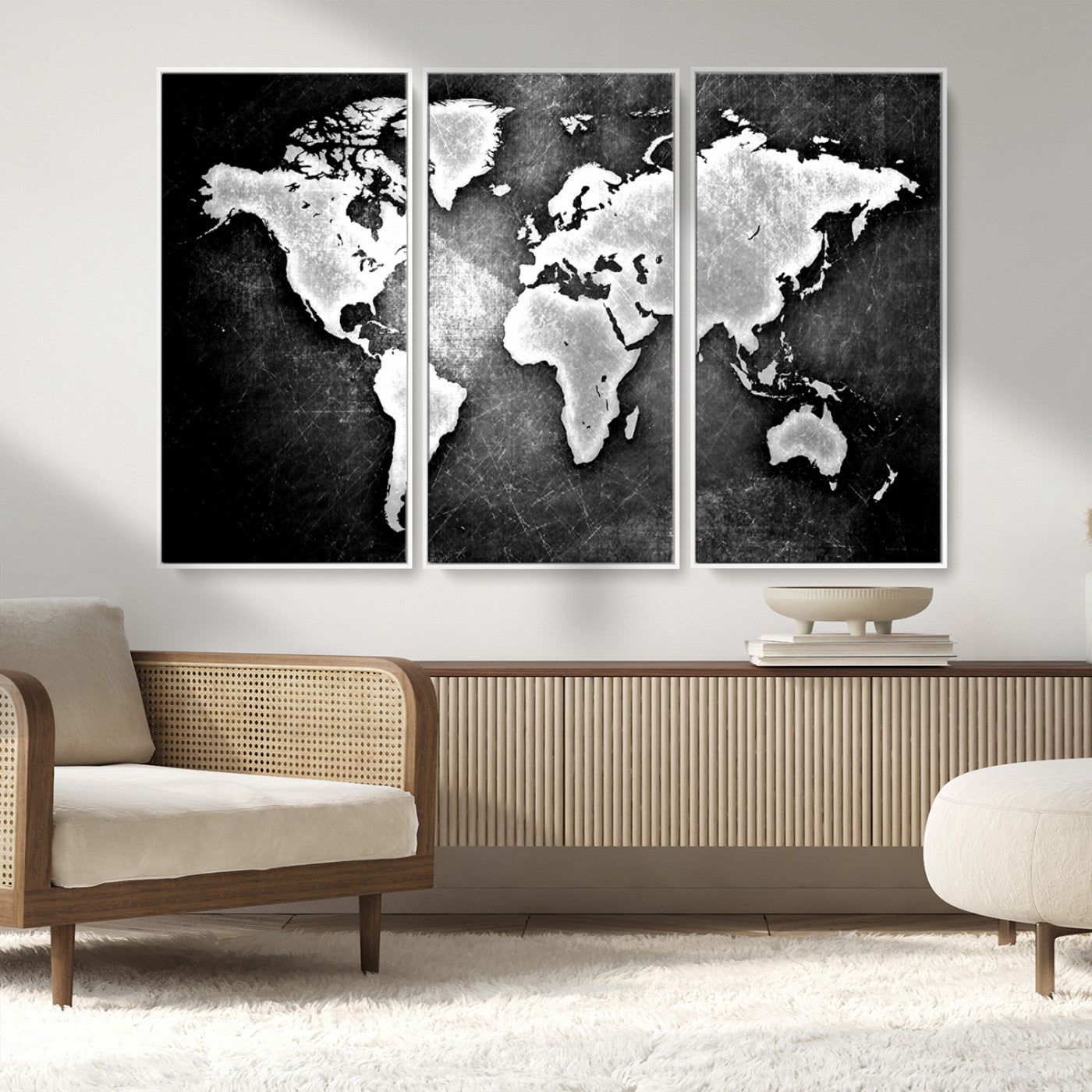 MGV-FC-48X32-3P - World Map Wall Art Canvas Print – Framed Wall Art for Anniversary Gift or Home Adventure Decor