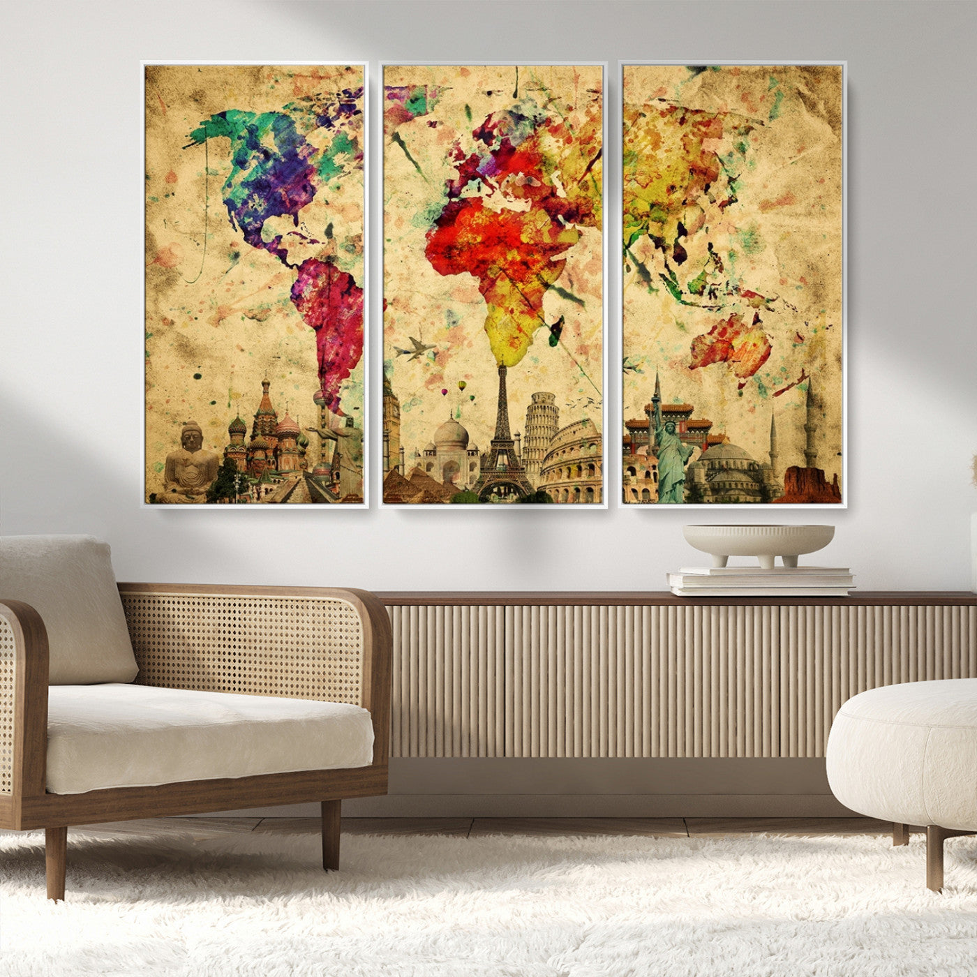 MGV-FC-48X32-3P - Colorful World Map Wall Art World Map Canvas Print