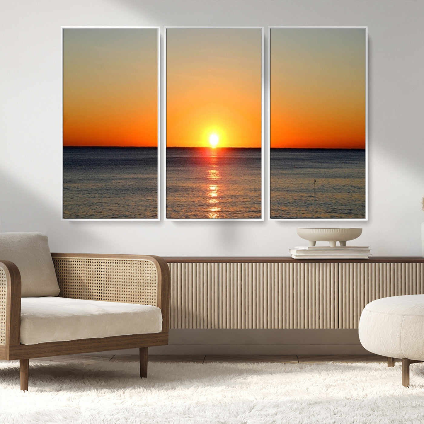 54676-MGV-CV-36X24-Golden Horizon Sunset Over Ocean Wall Art Canvas Print – Tropical Beach Canvas Wall Art – Giclee