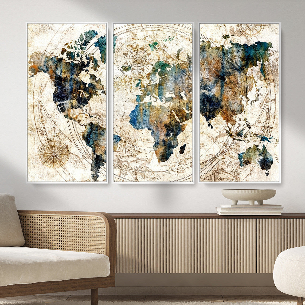 10554-MGV-CV-36X24 - Abstract World Map Art Print Canvas Print