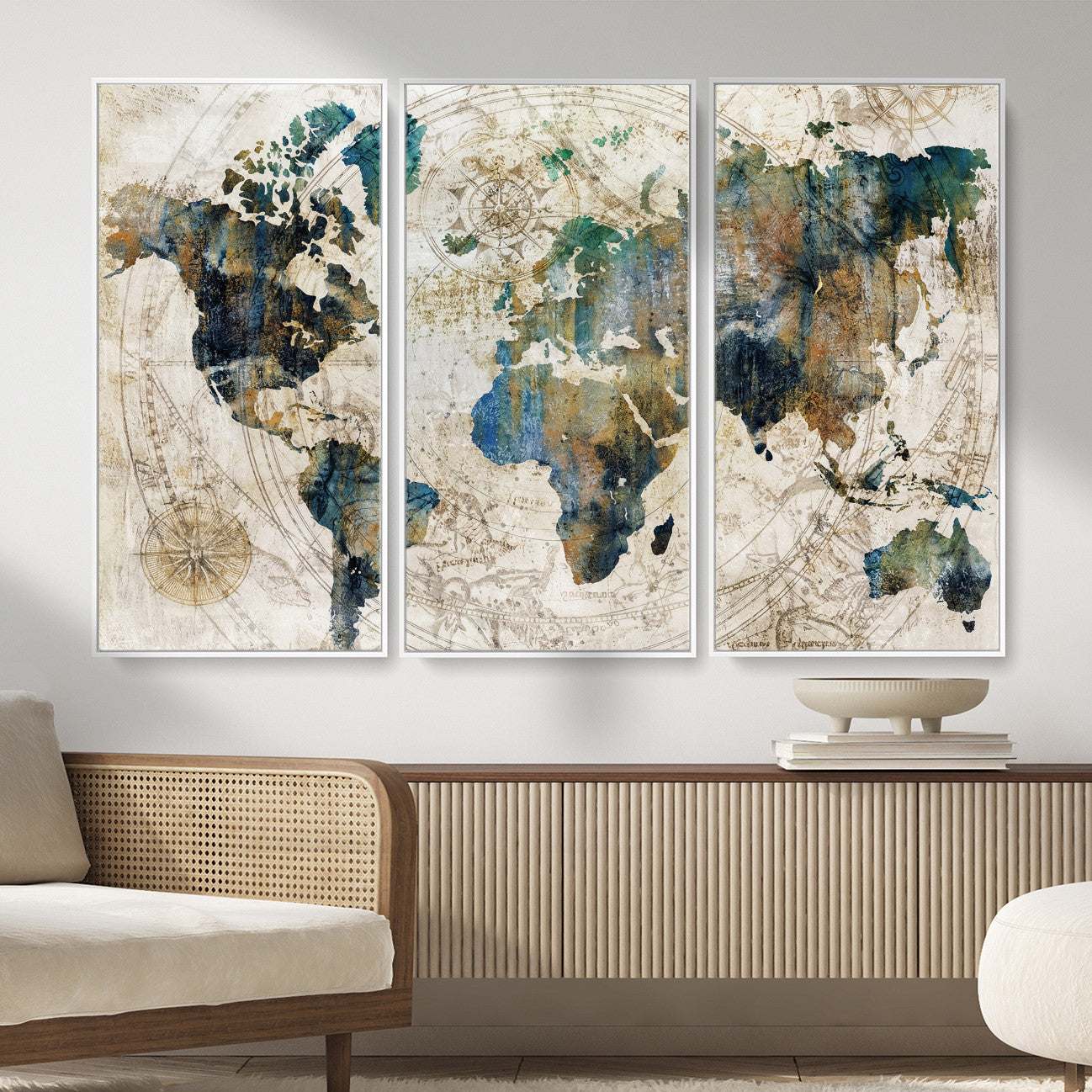 36972-MGV-CV-36X24 - Grunge Abstract World Map Art Print Canvas Print for Office Decor