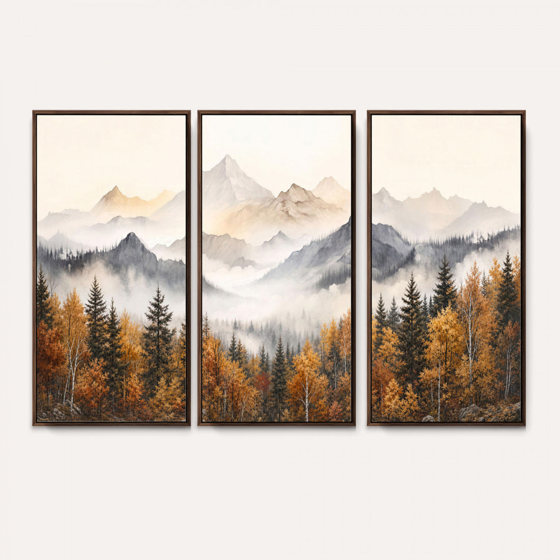 Abstract Mountain Wall Art | Misty Mountain Forest and Mountains Canvas Print