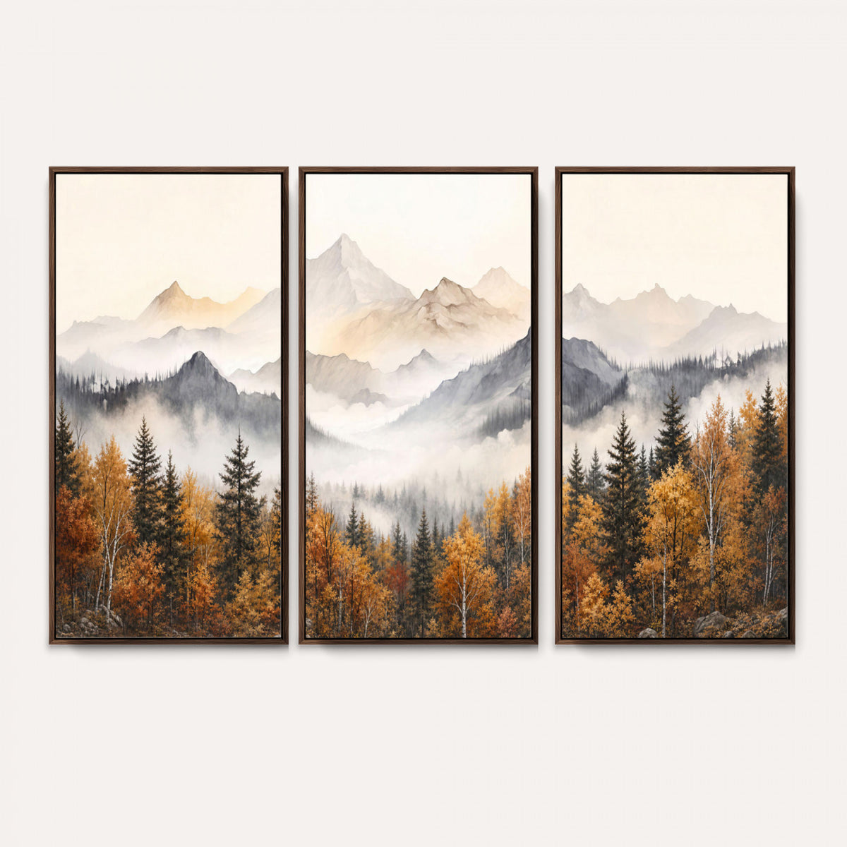70049-MGV-CV-36X24 - Abstract Mountain Wall Art, Misty Mountain Forest