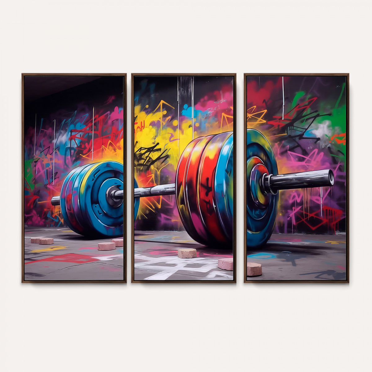 13549-MGV-CV-36X24 - Abstract Graffiti Barbell Canvas Wall Art | Urban Fitness Meets Bold Street Art