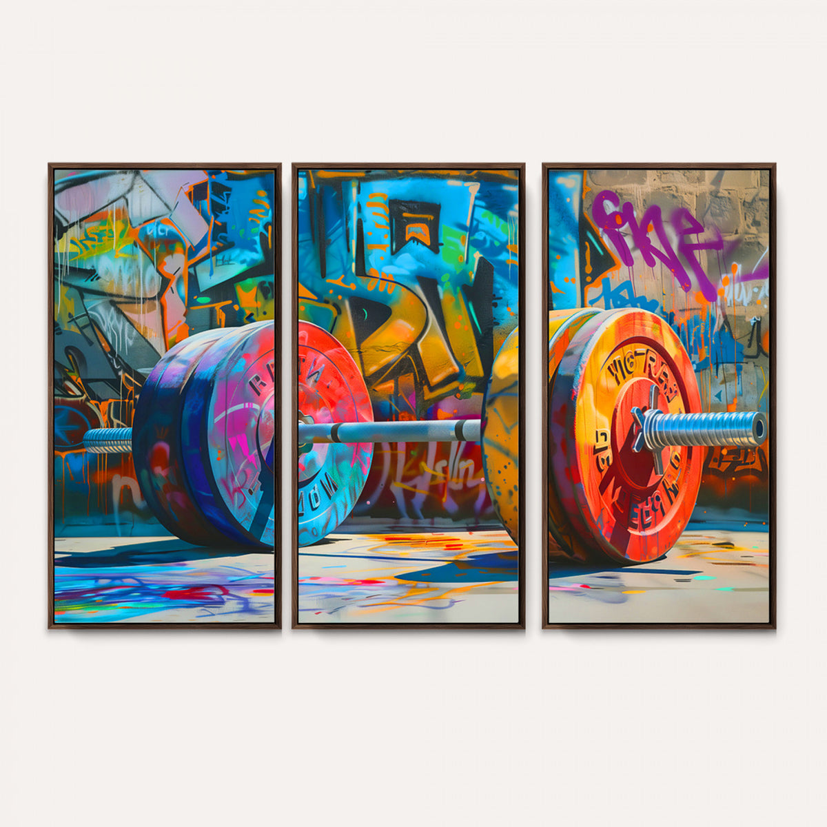 70871-MGV-CV-36X24 - Fitness Gym Barbell Graffiti Wall Art Canvas Print