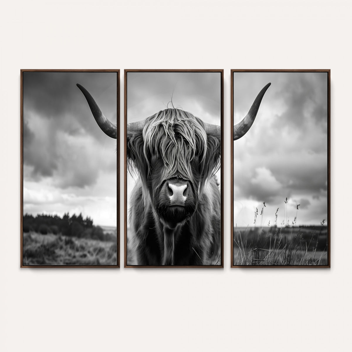 17924-_Poster-30x20 - Scottish Cow Wall Art Canvas Print, Longhorn Wall Art