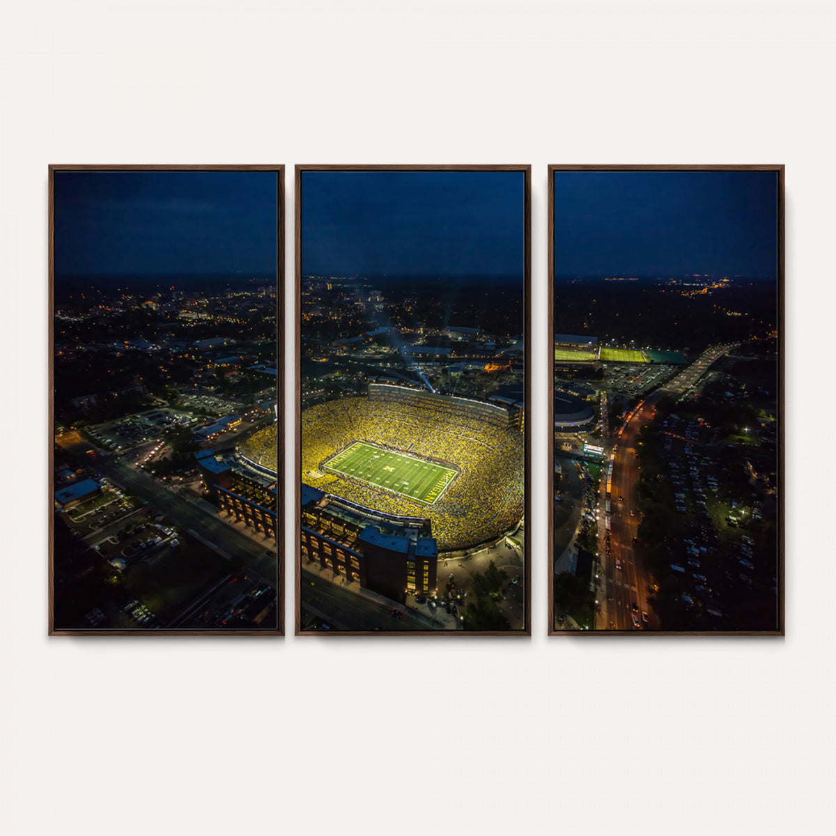 33588-MGV-CV-36X24 - Michigan Stadium Night Game Wall Art | Sports Arena Aerial View Canvas