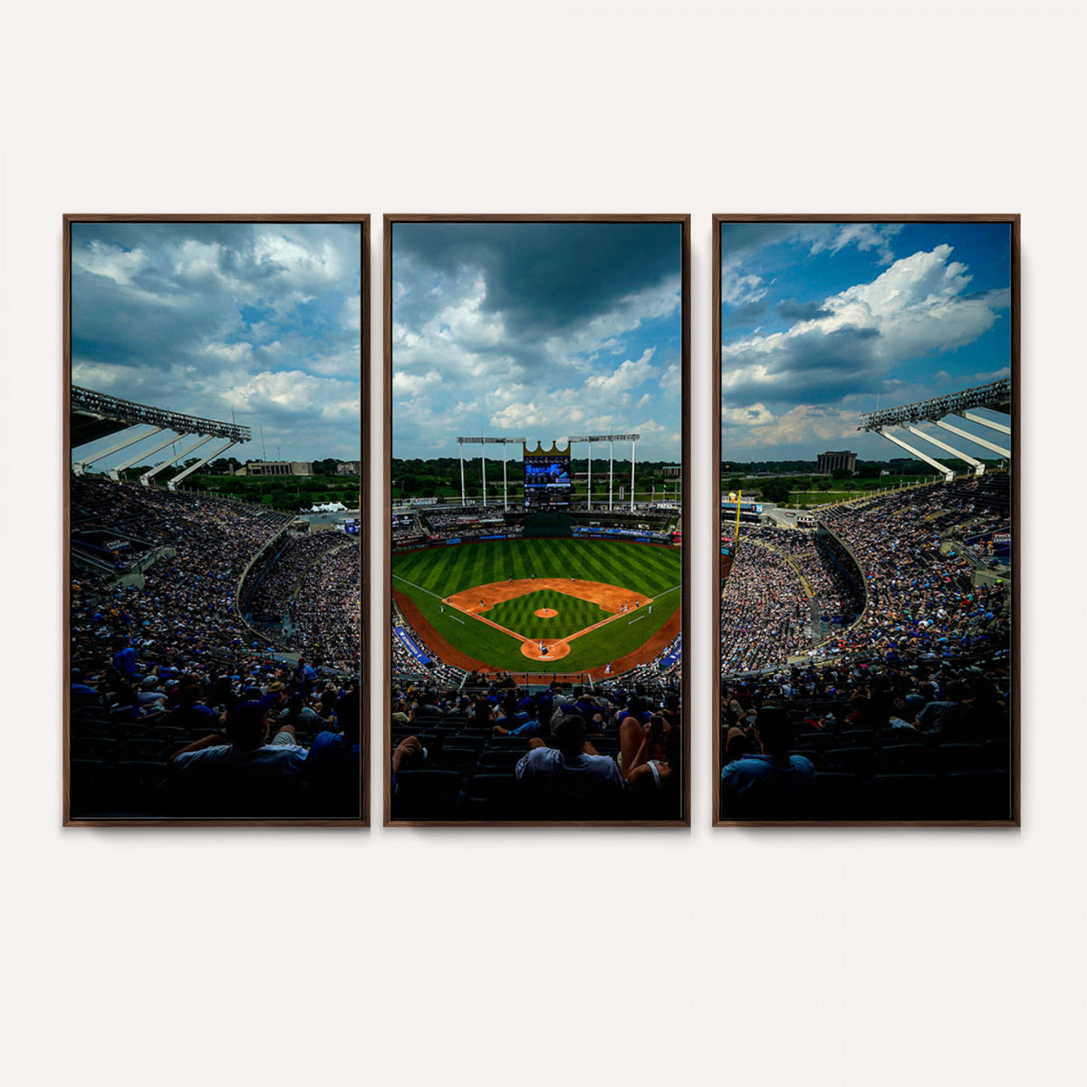 37127-MGV-CV-36X24 - 3-Panel Kauffman Stadium Wall Art Print | Large Kansas City Royals Baseball Canvas