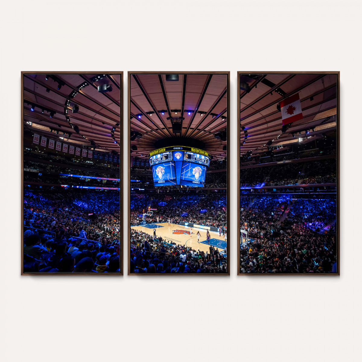 20491-MGV-CV-36X24 - Madison Square Garden Basketball Print Canvas, Basketball Game Triple Canvas Wall Art