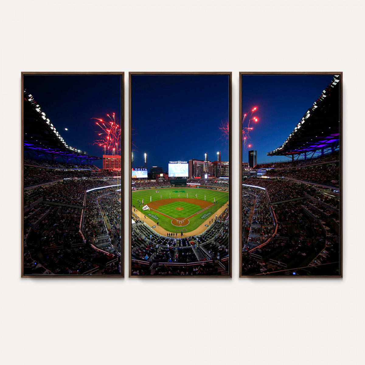 50582-MGV-CV-36X24 - Truist Park Atlanta Braves Baseball Stadium Wall Art Print | Large 3-Panel Canvas Print for Sports