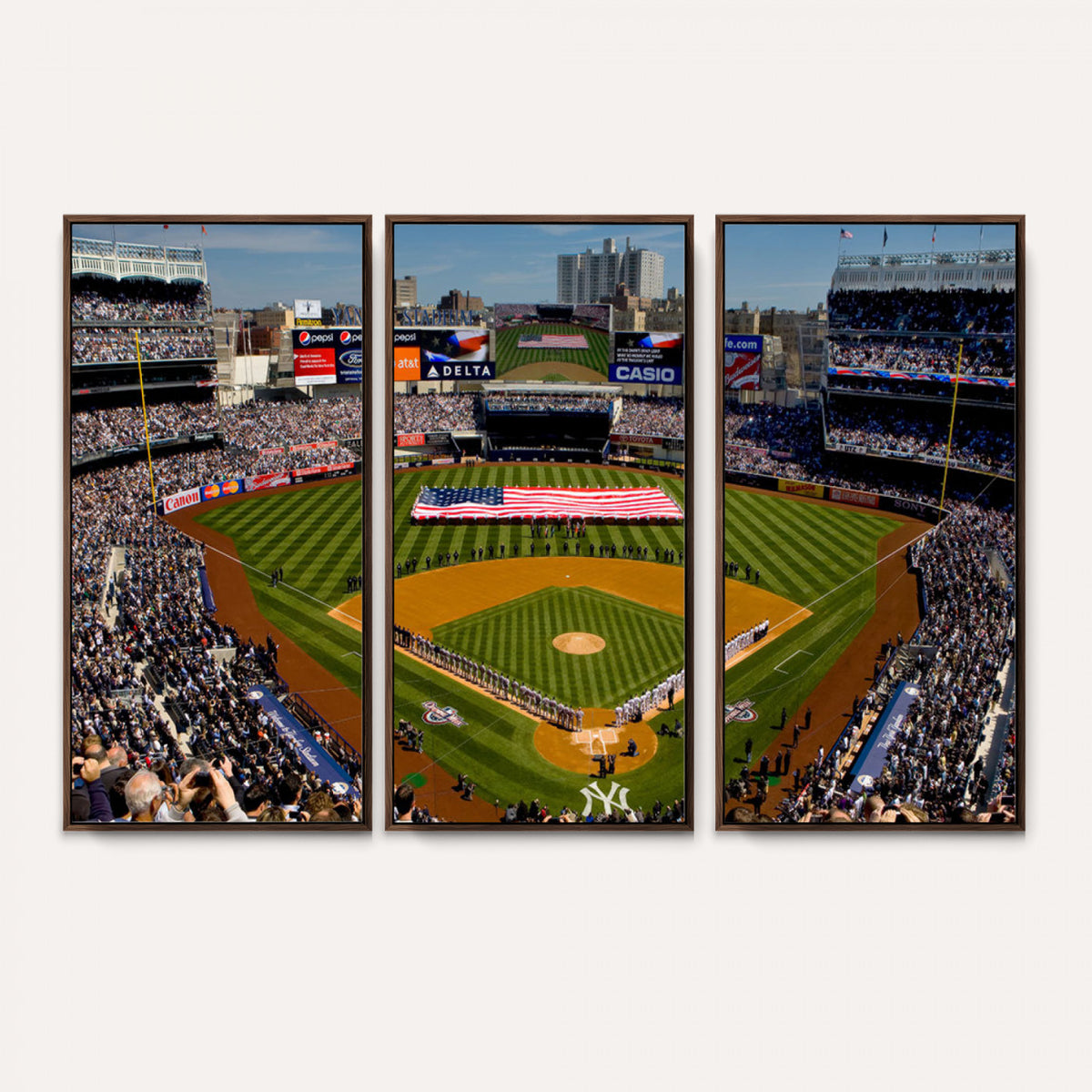 20879-MGV-CV-36X24 - Yankee Stadium New York Wall Art Print | 3-Panel Canvas Print of Yankees Baseball Stadium