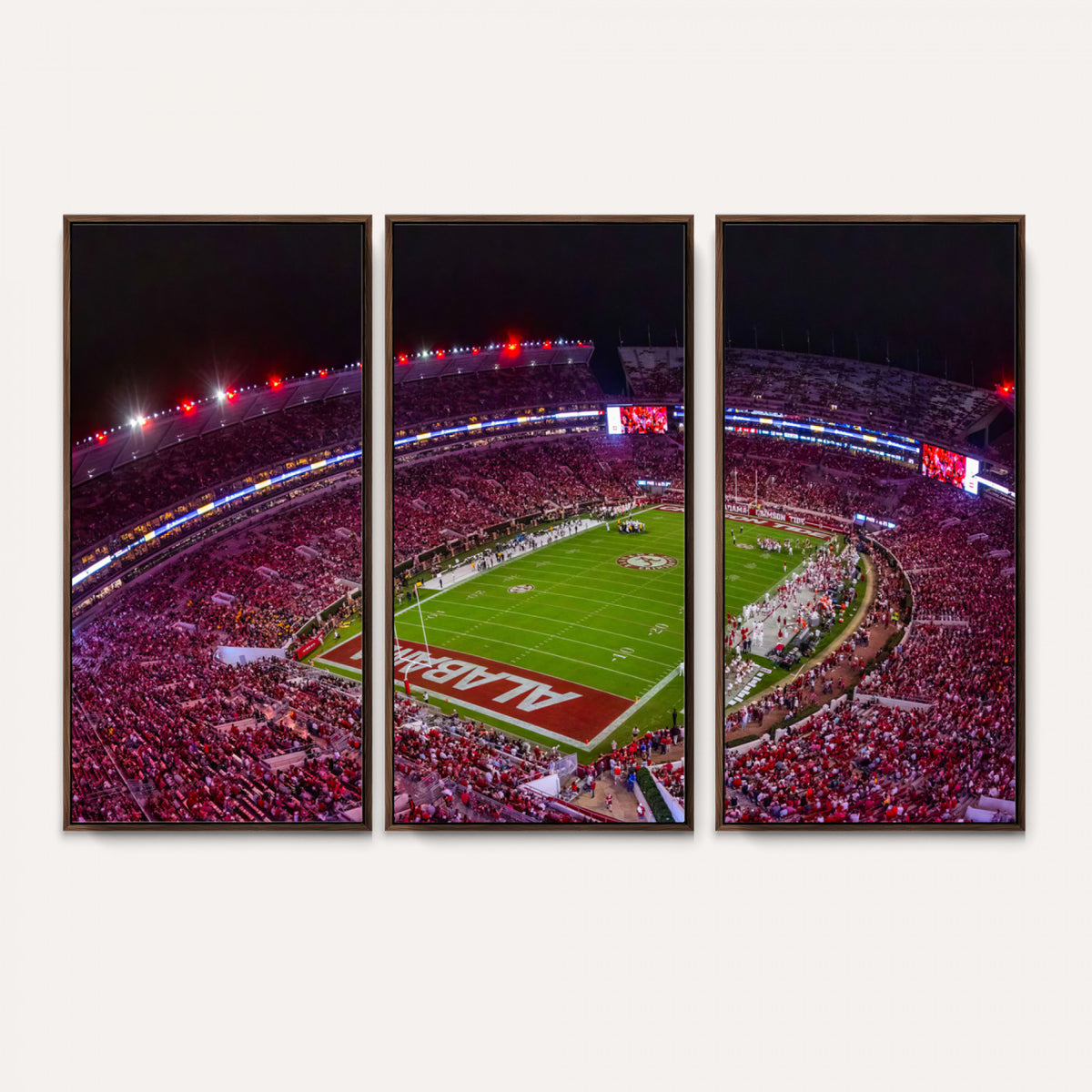 11343-MGV-CV-36X24 - Bryant-Denny Stadium Night Game Triple Canvas Wall Art | Alabama Crimson Tide Football