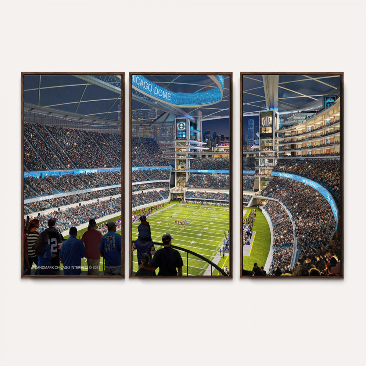 41816511-MGV-CV-36X24 - Chicago Dome Stadium Wall Art Canvas Print, Framed Modern Decor
